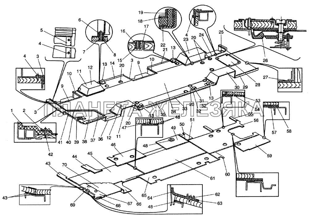 Установка панелей пола и мягкого настила ЛиАЗ-5256, 6212 (2006)